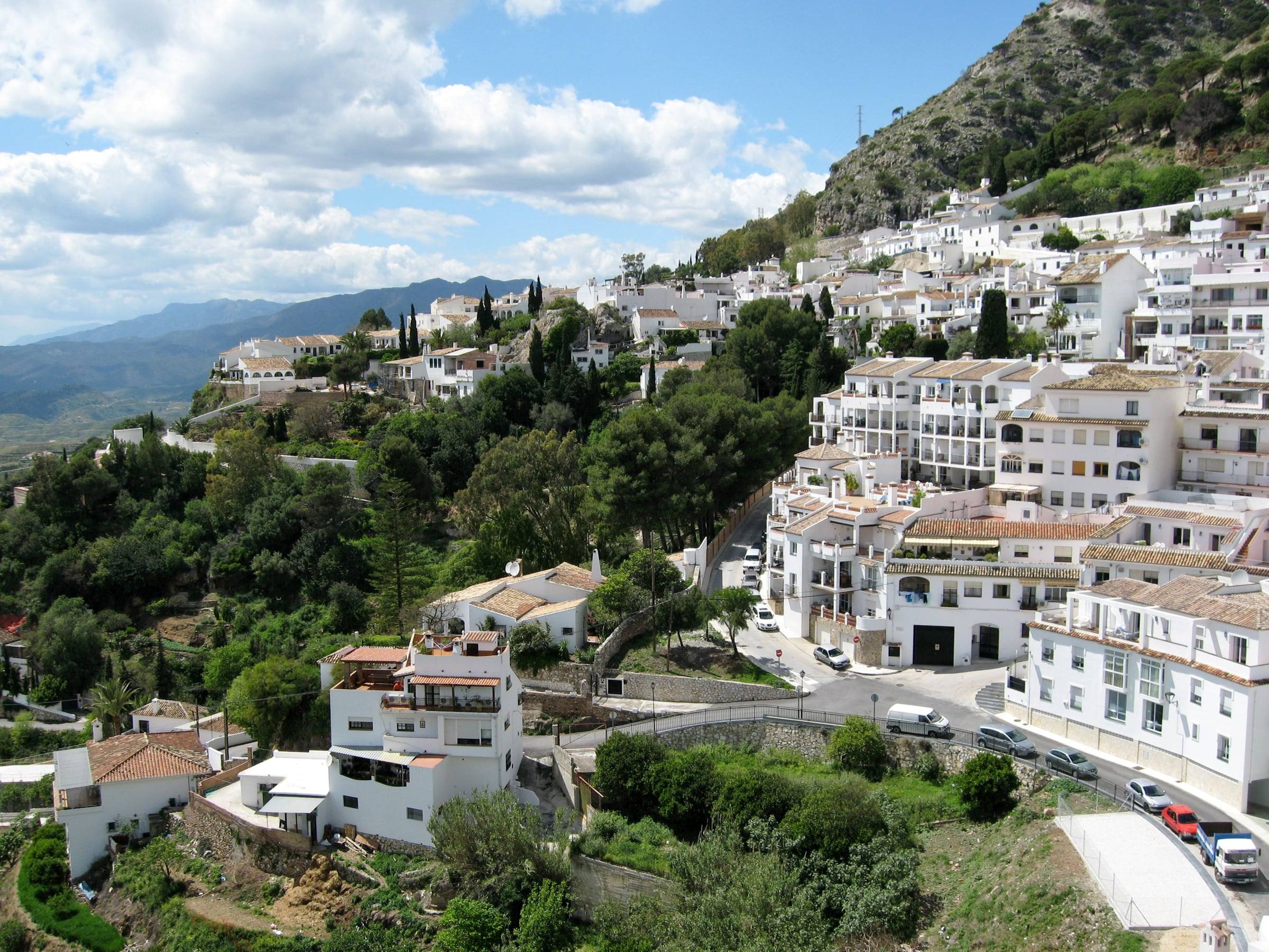 White houses on the hillside of Mijas, above the Costa del Sol